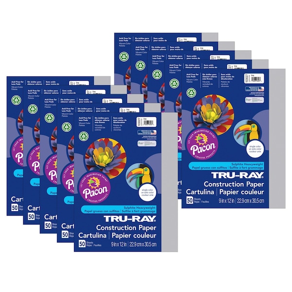 Pacon Tru-Ray Construction Paper, Gray, 9x12in, PK500 P103027 - main